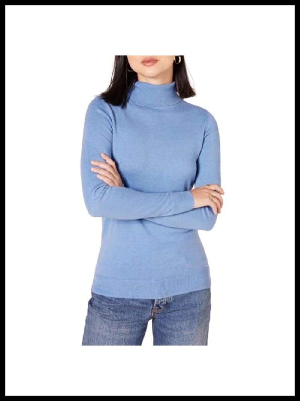 Women's Lightweight Turtleneck Pullover Sweater Cotton Blend Long Sleeve